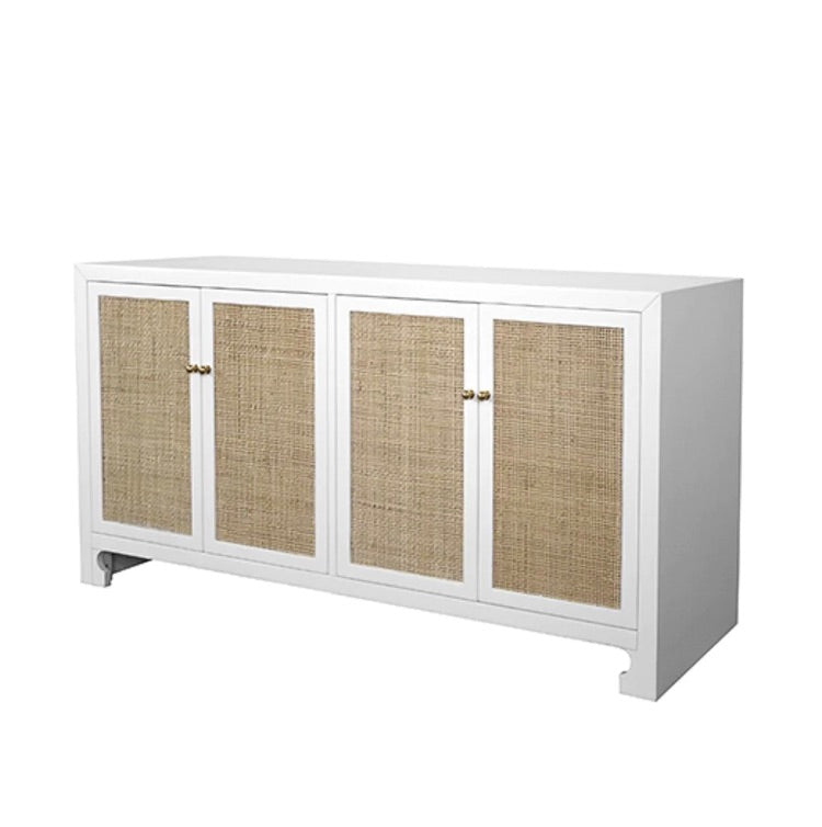 White wood with open or closed cane webbing cabinet