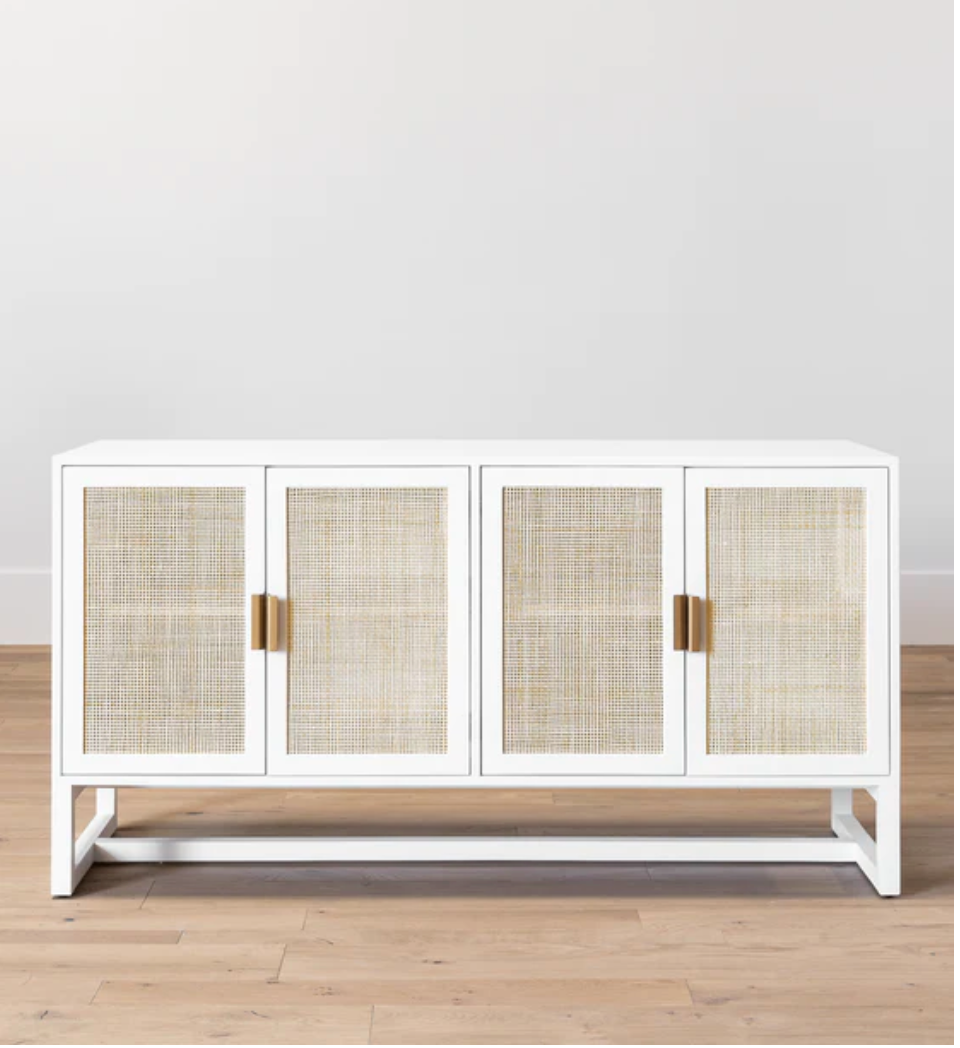 White wood with open or closed cane webbing cabinet Bungalow 55